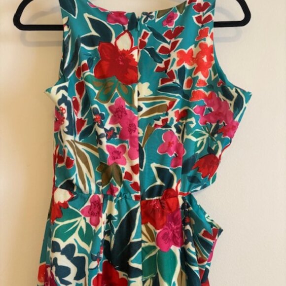NWOT SAM EDELMAN Tropical Ruffle Cutout Midi Dress In Aqua Multi size 6 - Picture 8 of 10